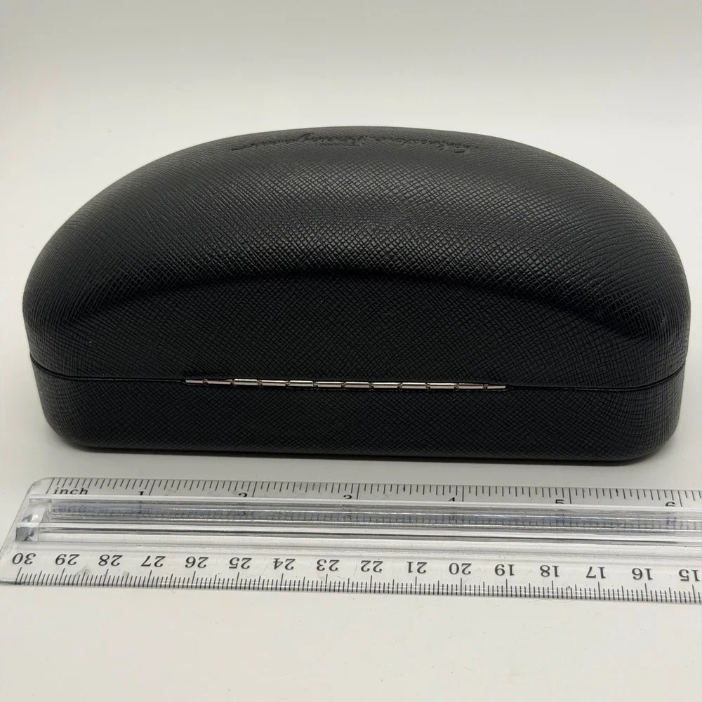 Salvatore Ferragamo Black Textured Hard Shell Eyeglass Case Elegant Sophisticate